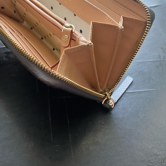 Kate Spade New York Wellesley Neda Long Continentl Saffino Leather Wallet Silver - Picture 6 of 8